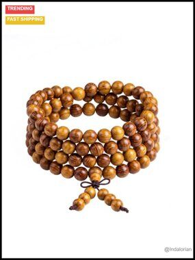 108 Mala Beads Bracelet Necklace 8mm Natural Sandalwood Wrap